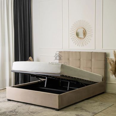 copy_Кровать двуспальная бархатная 160x200 MEBEL ELITE TINGA Velvet Беж фотография