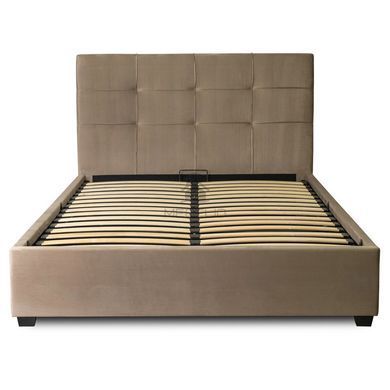 copy_Кровать двуспальная бархатная 160x200 MEBEL ELITE TINGA Velvet Беж фотография