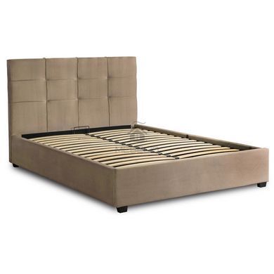 copy_Кровать двуспальная бархатная 160x200 MEBEL ELITE TINGA Velvet Беж фотография