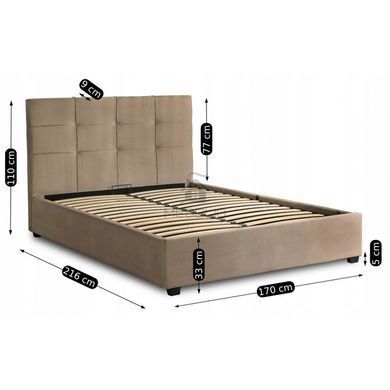 copy_Кровать двуспальная бархатная 160x200 MEBEL ELITE TINGA Velvet Беж фотография
