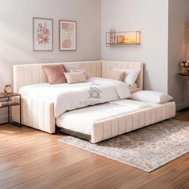 Ліжко MEBEL ELITE VILLEMO 90x200 см Кремовий букле
