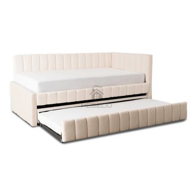 Ліжко MEBEL ELITE VILLEMO 90x200 см Кремовий букле