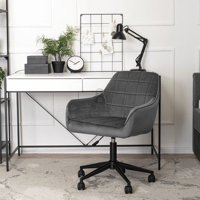 Стул офисный поворотный бархатный MEBEL ELITE LUCY Velvet  Серый фотография
