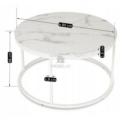 Журнальный столик AGNES MAX MEBEL ELITE 80x80 Белый Мрамор