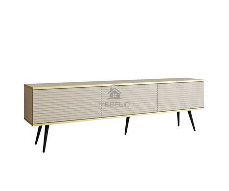 Тумба под телевизор Perfect Home Оро/Oro 3-дверная с черными ножками RTV175 MDF Бежевый фотография